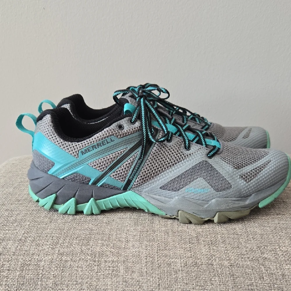 Merrell MQM Flex Women's Size 10 Gray/Teal Hiking Outdoor Athletic Lace-up Shoes